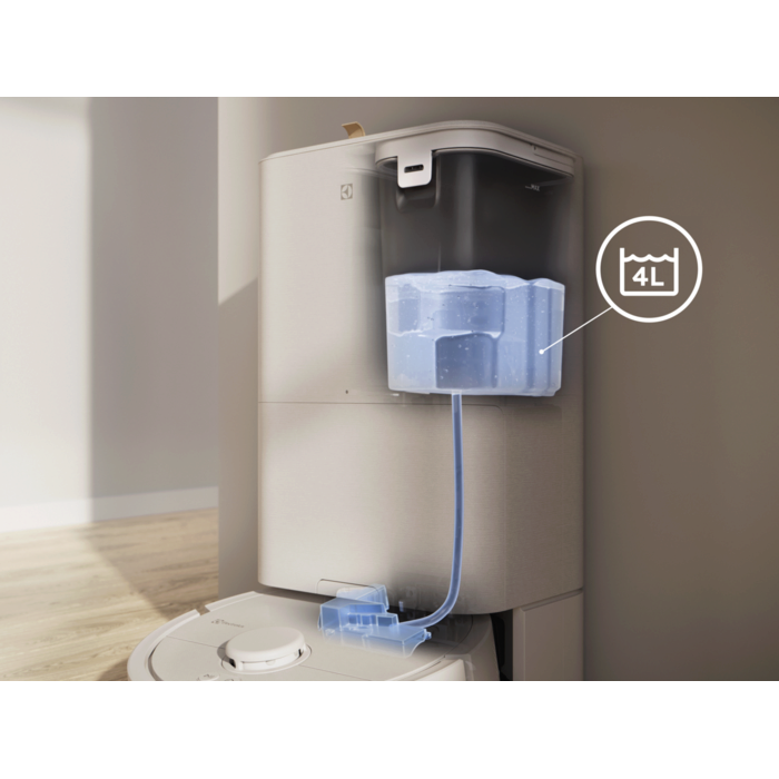 4L tank automatically refills water in the robot after each cleaning session. 