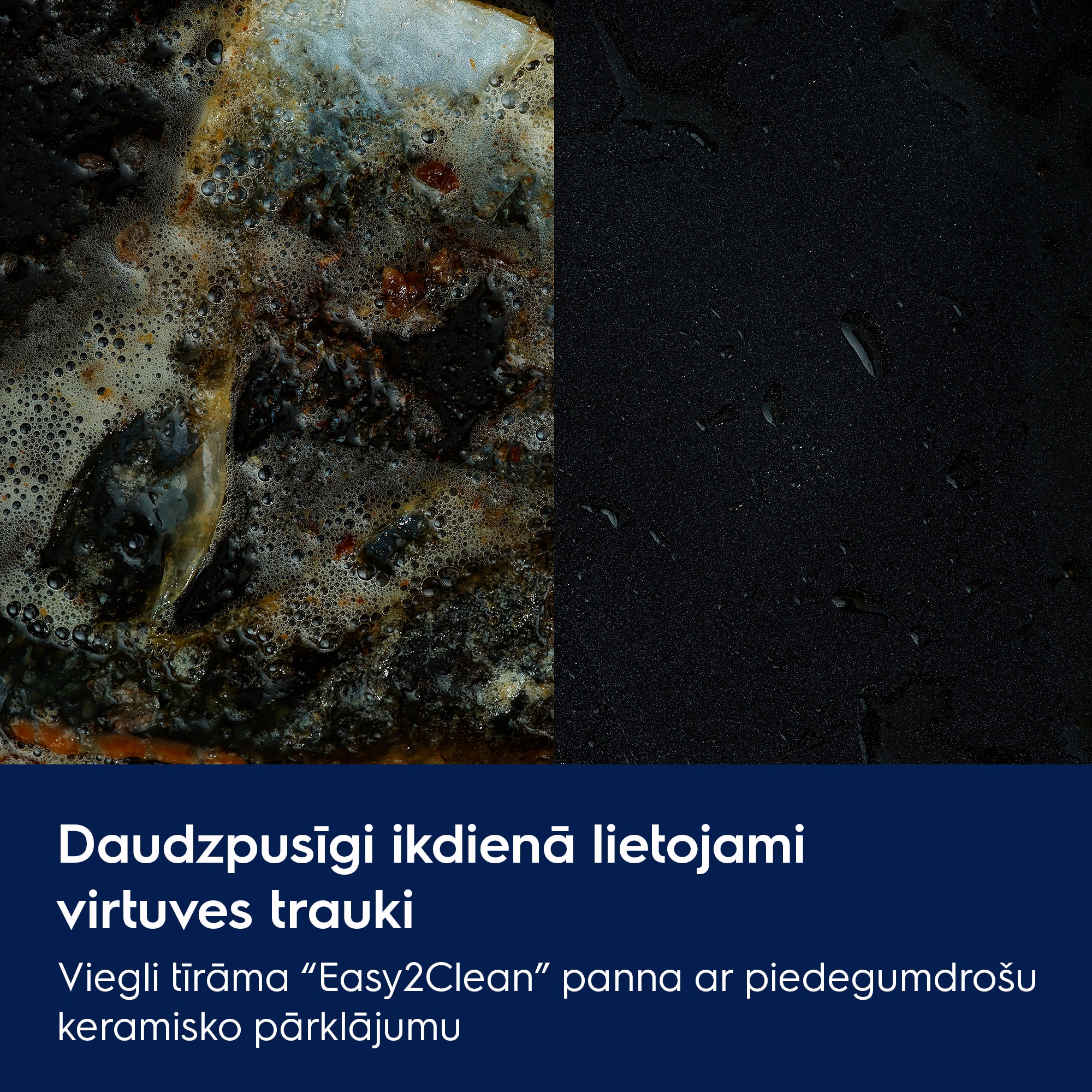 Daudzpusīgi ikdienā lietojami virtuves trauki Viegli tīrāma “Easy2Clean” panna ar piedegumdrošu keramisko pārklājumu