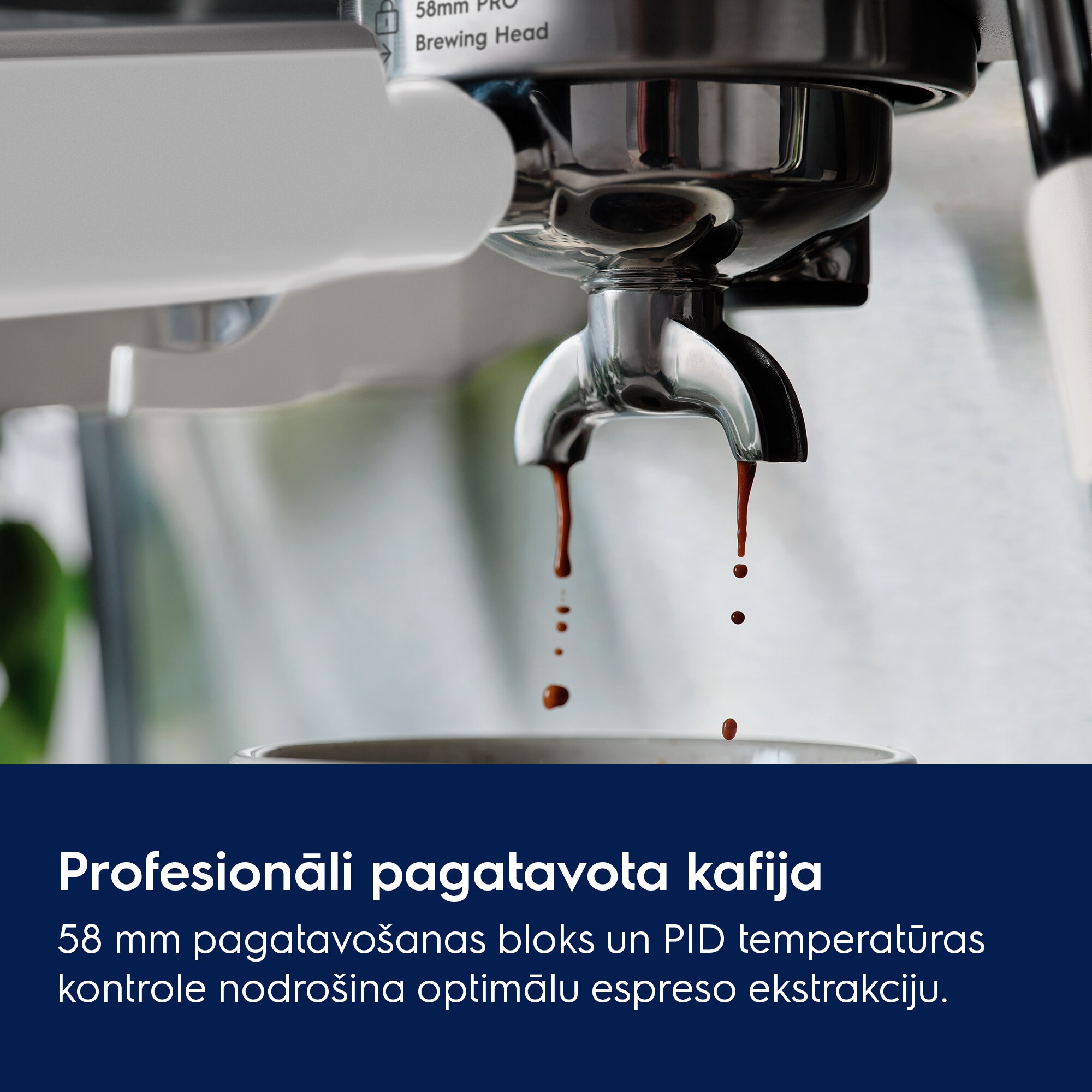 Profesionāli pagatavota kafija 58 mm pagatavošanas bloks un PID temperatūras kontrole nodrošina optimālu espreso ekstrakciju