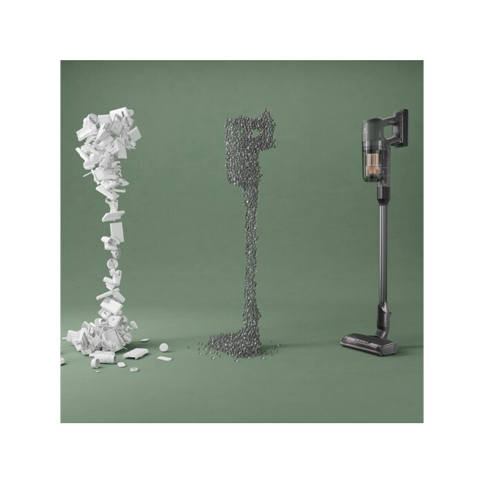 Cordless cleaner made with recycled materials, highlighting sustainability.