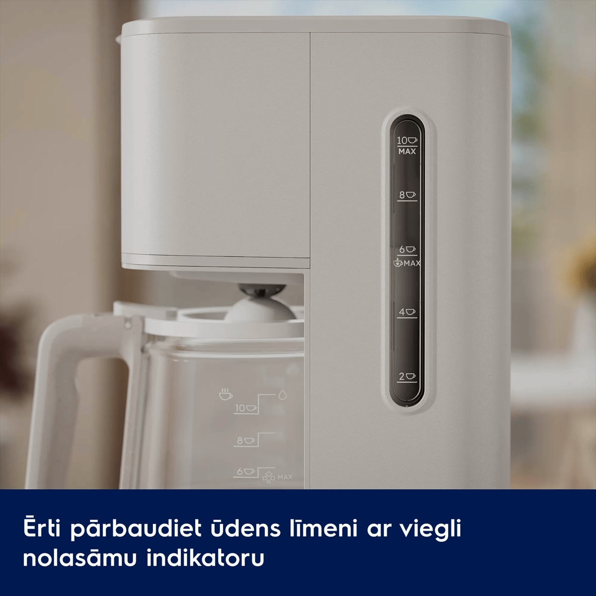 Ērti pārbaudiet ūdens līmeni ar viegli nolasāmu indikatoru