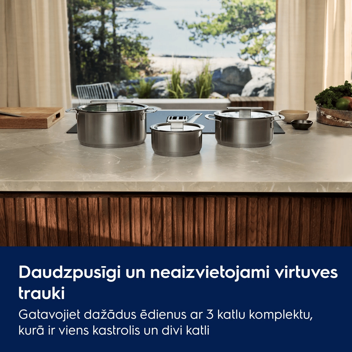 Daudzpusīgi un neaizvietojami virtuves trauki Gatavojiet dažādus ēdienus ar 3 katlu komplektu, kurā ir viens kastrolis un divi katli