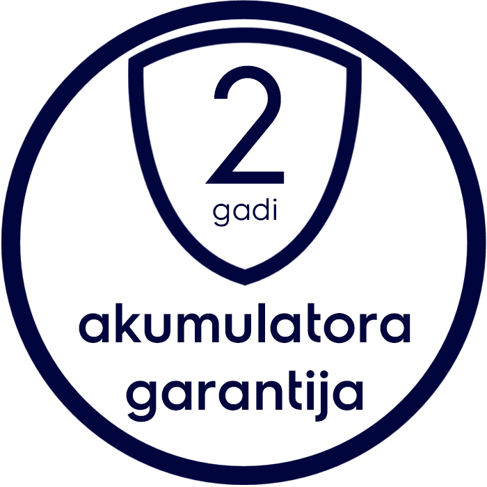 2 gadu garantija, ieskaitot akumulatoru